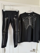 V  V RARE 2019 Nike Reflective SKELETON Running Top (Lg) & Leggings (Med)