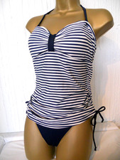 NAVY WHITE GEORGE HALTER NECK STRAPLESS SKIRT SWIMDRESS SWIMSUIT SIZE 12 CONTROL
