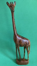 Vintage Wooden Giraffe Ornament Sculpture Hand Crafted 39cm Tall
