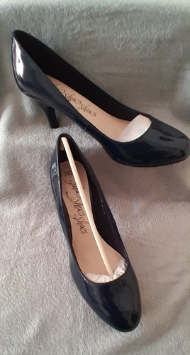 Navy patent court shoe - m&s,