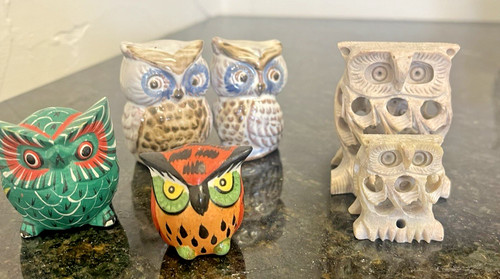 Miniature owl figurines - miniature,
