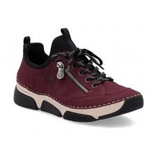 Rieker 45973-36 Women's Red Bordeaux Slip On With Lace Casual Shoes