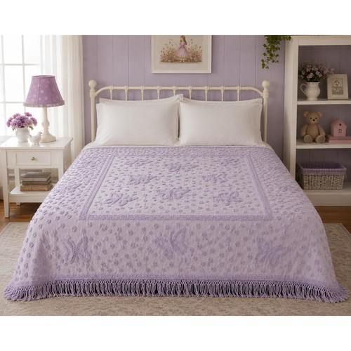 Chenille butterfly bedspread - chenille,