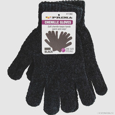 Ladies Girls Gloves Chenille Black gloves Warm Cosy  Soft Feel winter Womens