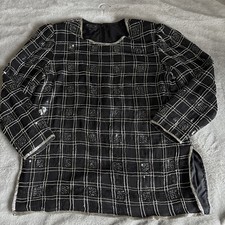 Size 22 Evening Top Black Beaded after six - Ronald Joyce Tunic Style Blouse 90s