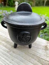 Cast Iron Cauldron Pentagram Design With Removable Lid
