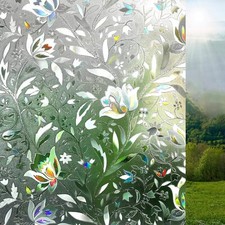 Bubble Free Tulip Privacy Window Film  Self Adhesive Etched Privacy Glass Vinyl*
