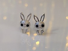 Rhinestone Rabbit Stud Earrings Funky Fun Cute Christmas Gift 