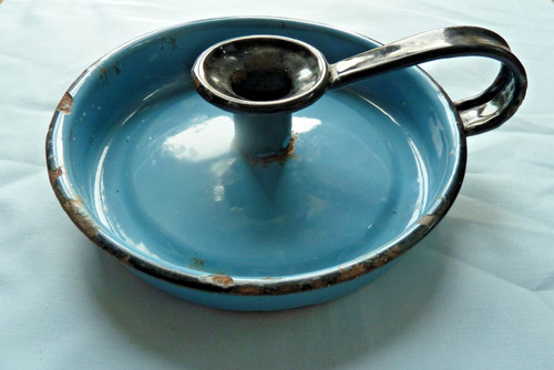 Vintage enamel candle holder - vintage,