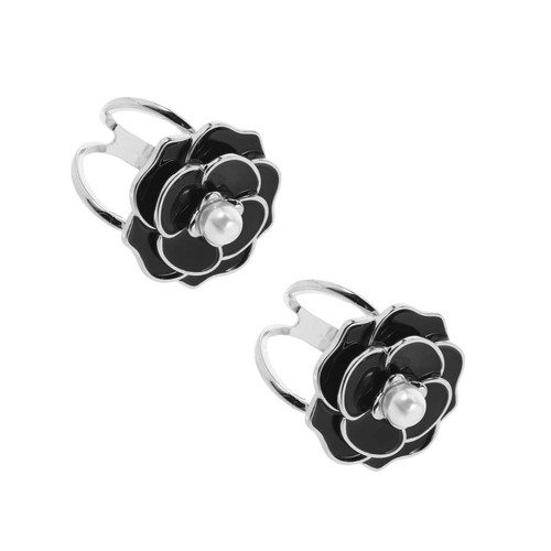 2pcs flower design black alloy - design,