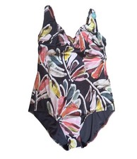 M&S Navy Mix One Piece Secret Slimming Swimsuit Underwired 38 D NEW