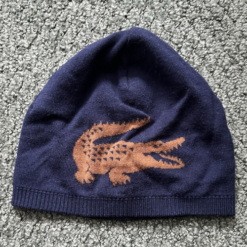 Lacoste navy beanie hat - navy,