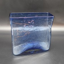 Blown Heavy Blue Glass Vase
