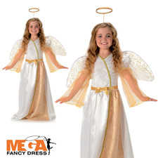 Angelic Angel Girls Fancy Dress Christmas Nativity Childrens Kids Childs Costume