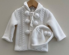 Zip Zap white Knitted Jacket 7 hat  Age 6 Months NEW baby boys