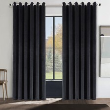 Luxury Heavy Velvet Curtains PAIR of Eyelet Ring Top Fully Lined Ready Made