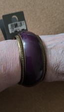 Designer Wide Purple Maroon Bangle. Twisted Rope Edge.  8"/20cm