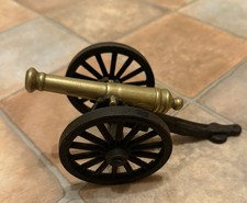 Vintage Casy Iron Base  and Brass Top Cannon Barrel 5 Inches Long