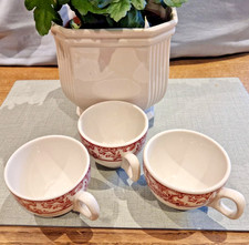 3  x Cups only- RETRO Royal Doulton Steelite range "Athol" Red & White, Vintage