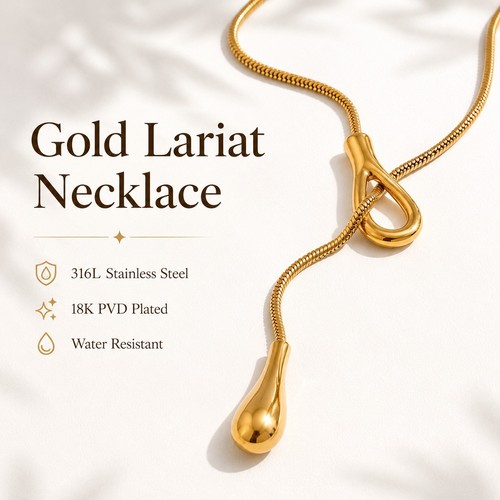 Gold silver drop lariat - drop,