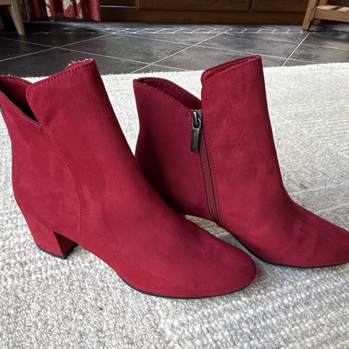 Tamaris red faux suede ankle - faux,