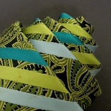 Ted Baker 100% Silk Tie Floral and Stripe Green Blue Skinny Long Tie USA