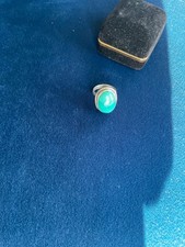 Sterling silver Turquoise ring, Large stone, Ring Size N