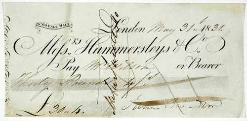 Hammersleys bank cheque - &, co