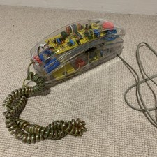 Genuine Radio Shack Clear Phone Corded Telephone Retro 1990s Antique Blue Pads