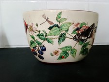 Oval Bowl, Flowers Butterflies