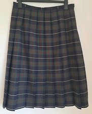 Eastex Plaid Tartan Skirt Vintage UK16 Pleated Lined Midi Kilt Made In UK