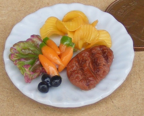 Dolls house plated - house, steak