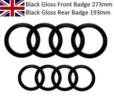 2x AUDI Gloss Black Badges Emblem Rings Front & Rear A1 A3 A4 A5 273MM 192MM