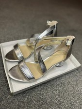 Ladies Silver Low Heel Sandals
