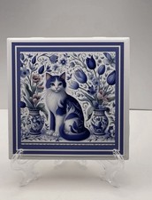 Delft Cat Art Tile - Beautiful