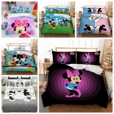 Mickey Minnie Mouse Duvet Cover Bedding Set Pillow Case Single Double King Size