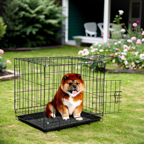 Pet dog cage - tray, black