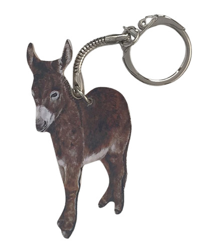 Brown donkey keyring - brown,