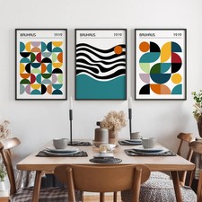 Set of 3 Bauhaus Art Canvas