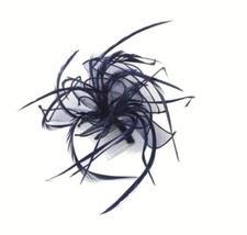 Layered Organza Pleat Loop and Feather Hair Clip Comb Fascinator Wedding Races