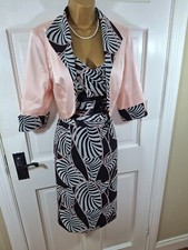 Zeila Donna Pink & Black Jewel Dress & Jacket MOB Outfit, UK 14, New Without Tag