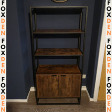 Brown Large Industrial Bookcase Storage Cabinet Metal Tall Shelving Display Unit