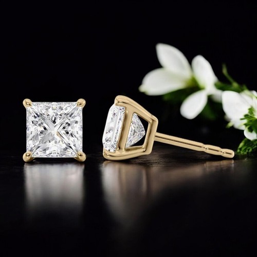 Diamond earrings gold - diamond, lab