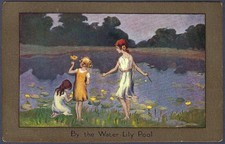 By the water-lily pool - art postcard by Sybil Barham