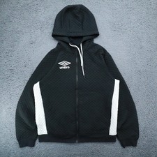 Umbro Mens Black Full Zip Hoodie Sweatshirt Polyester Long Sleeve Size Large
