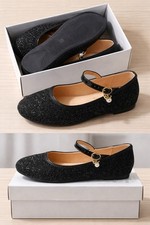 Black Glitter Mary Jane Flats