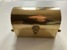 Vintage Brass Domed Box (Treasure Chest) with Brass Handles and Hasp