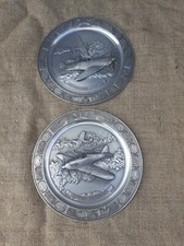 Riskin Pewter Plates Hurricane And Spitfire. 