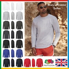 Mens Plain Long Sleeve T-Shirt / Fruit of the Loom Valueweight Tee / Round Neck