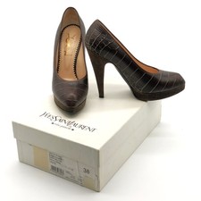 Vintage YSL Brown Leather Croc